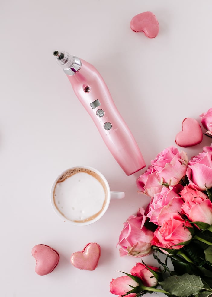 Pink Roses, French Macarons, and Skincare Tool 